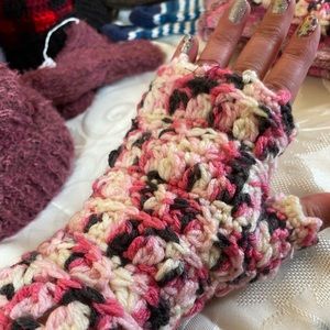 Handmade crochet Fingerless gloves.